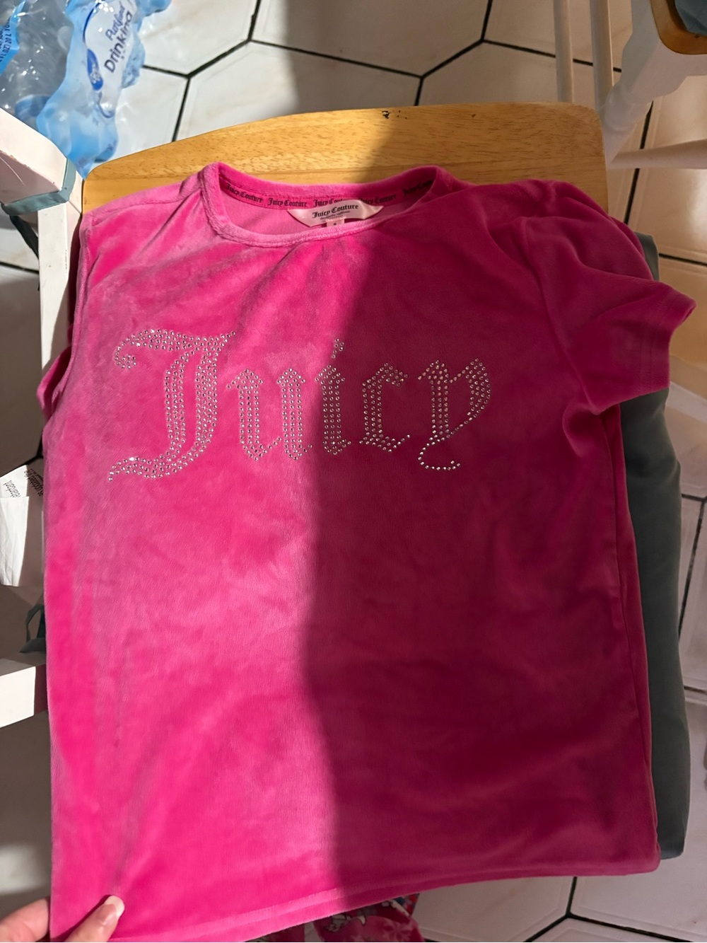 Juicy Couture ' Hot Pink Velour Logo Tee